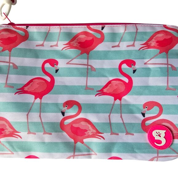 GeckoBrands Multicolor Flamingo Swim Bag Zip Wristlet Utility Bag NWOT - Picture 3 of 4